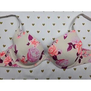 Victorias Secret PINK Floral 32B Wear everywhere T Shirt Bra Lightly lined